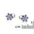 Pendientes de botón flor de tanzanita azul redonda, plata rodiada 925, 2 mm