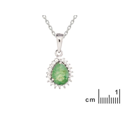 Pendente de aventurina verde gota natural, em prata rodiada 925, 6x8 mm