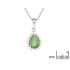 Colgante de aventurina verde gota natural, en plata rodiada 925, 6x8 mm