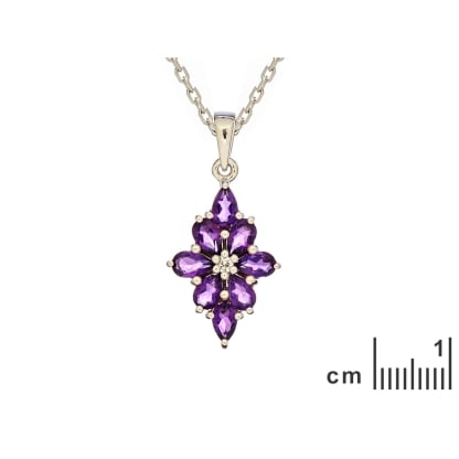 Colgante de amatista violeta gota natural, en plata rodiada 925, 3x5 mm
