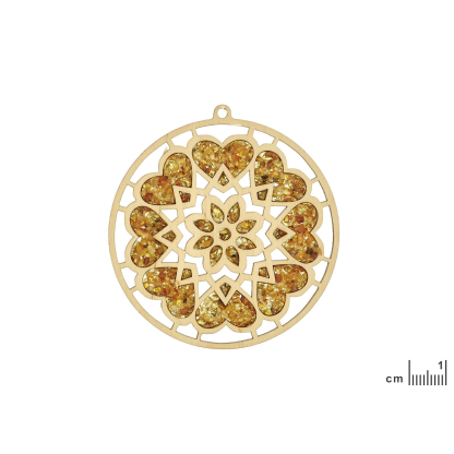 Amber heart charging plate, diameter 11 cm
