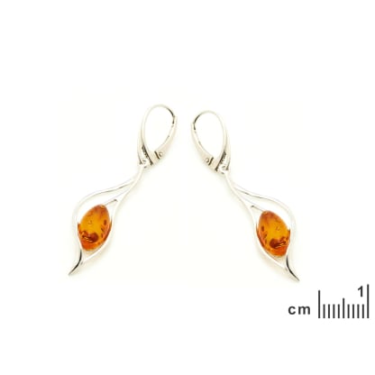 Baltische Bernsteinohrhänger cognac oval natur, 925 Silber rhodiniert, 10x15 mm
