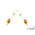 Oval cognac Baltic amber dangle earrings, rhodium-plated 925 silver, 10x15 mm