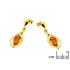 Oval cognac Baltic amber dangle earrings, gold-plated 925 silver, 5x10 mm