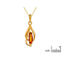 Natural oval cognac Baltic amber pendant, gold-plated 925 silver, 5x10 mm