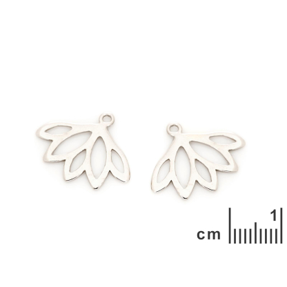 Lotus flower stud ear jackets, rhodium-plated 925 silver, 1.9x1.5 cm