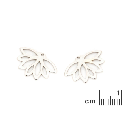 Brincos ear jacket flor de lótus, em prata rodiada 925, 2,3x1,5 cm