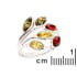 Natural marquise multi-colored Baltic amber ring, rhodium-plated 925 silver