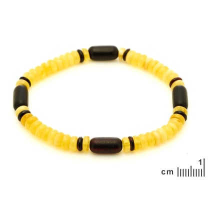 Natural disc multi-colored Baltic amber bracelet, 21-23 cm