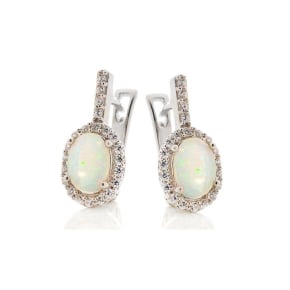 Ohrhänger mit Opal und Zirkonoxid, rhodiniertes Silber