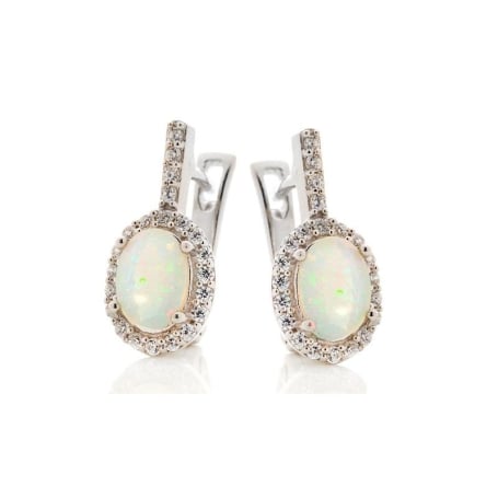 Ohrhänger mit Opal und Zirkonoxid, rhodiniertes Silber