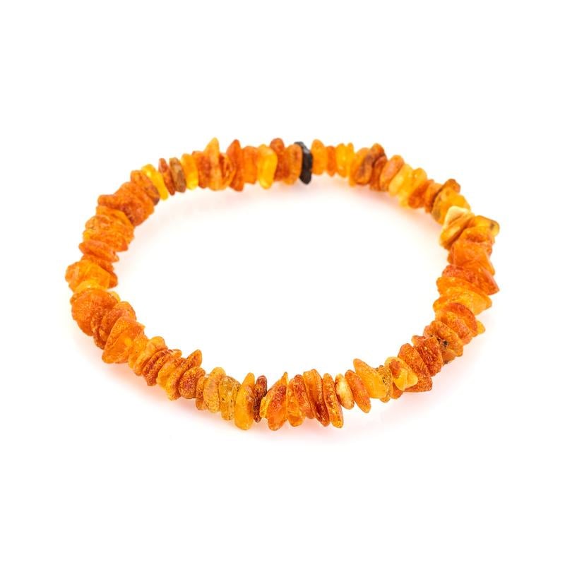 Pulsera de ámbar báltico coñac chips natural, 17 cm