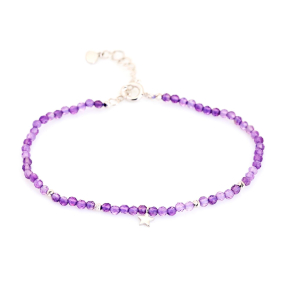 Bracelet with blue amazonite, 925 rhodium silver, 15.5 + 3 cm