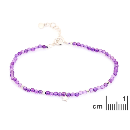Bracelet with blue amazonite, 925 rhodium silver, 15.5 + 3 cm