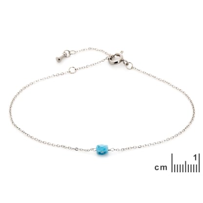 Reconstituted square blue turquoise bracelet, stainless steel, 15.5-2-2 cm