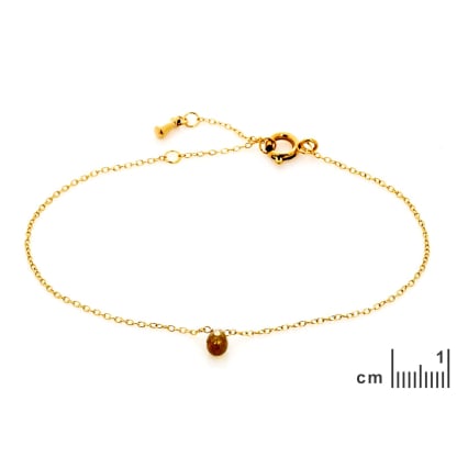 Drop green tourmaline bracelet, PVD gold-plated stainless steel, 15.5-2-2 cm