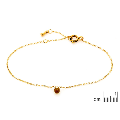 Pulseira de turmalina verde gota, aço inoxidável dourado PVD, 15,5-2-2 cm