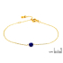 Round blue lapis lazuli bracelet, PVD gold-plated stainless steel, 15.5-2-2 cm