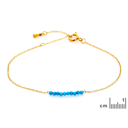 Bracciale in turchese blu ricostituito, acciaio inossidabile dorato PVD