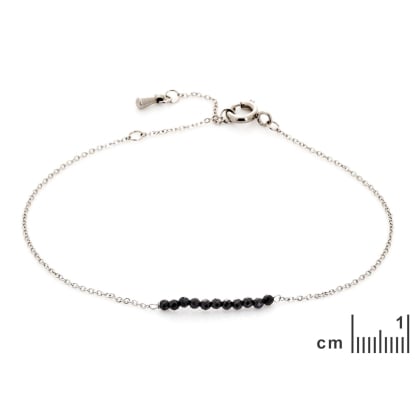 Natural irregular black spinel bracelet, stainless steel, 15.5-2-2 cm