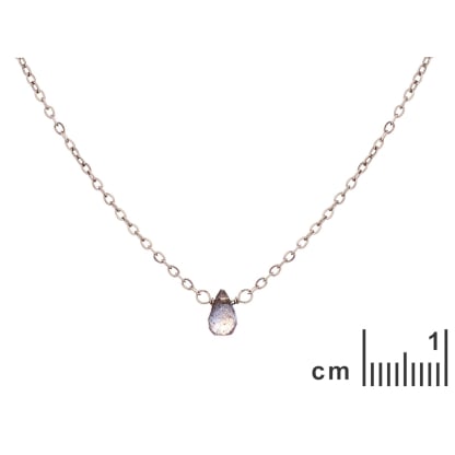 Collana in labradorite marrone goccia, acciaio inossidabile, 41,5-2,5-2,5 cm