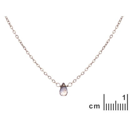 Collier avec labradorite brune goutte, acier inoxydable, 41,5-2,5-2,5 cm