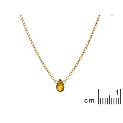 Drop green tourmaline necklace, PVD gold-plated stainless steel, 41.5-3-3 cm