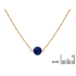 Round blue lapis lazuli necklace, PVD gold-plated stainless steel, 42-3-3 cm