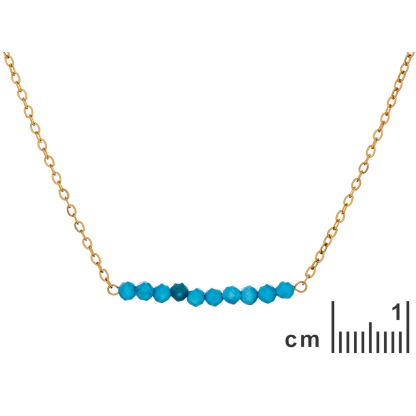 Reconstituted blue turquoise necklace, PVD gold-plated stainless steel