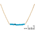 Colar de turquesa azul reconstituída, aço inoxidável dourado PVD, 40-3-3 cm