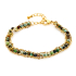 Pulseira de turquesa azul reconstituída, aço inoxidável dourado PVD, 15,5+3,5 cm