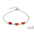 Bracciale in ambra baltica cognac ovale naturale, argento rodiato 925, 16+3 cm