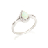 Drop ring with opal and zirconium oxide, in rhodium-plated silver 925
