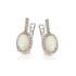 Opal and zirconium oxide drop earrings, rhodium-plated silver