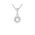 Natural round white moonstone pendant, rhodium-plated 925 silver, 4 mm