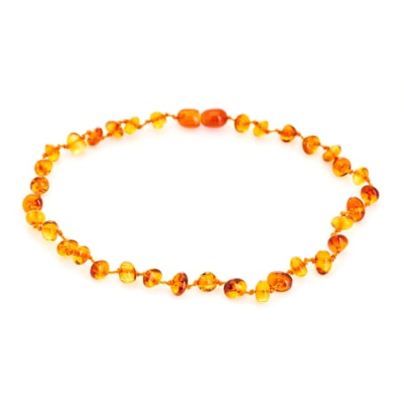 Baby natural baroque cognac Baltic amber necklace, clip clasp, 32-33 cm