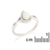 Drop ring with opal and zirconium oxide, in rhodium-plated silver 925