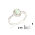 Oval ring with opal and zirconium oxide, in rhodium-plated silver 925