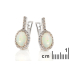 Opal and zirconium oxide drop earrings, rhodium-plated silver