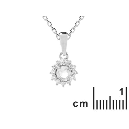 Natural round white moonstone pendant, rhodium-plated 925 silver, 4 mm