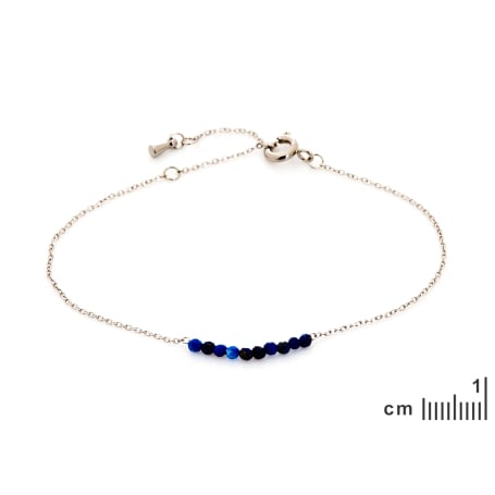 Pulsera de lapislázuli afgano azul irregular, acero inoxidable, 15,5-2-2 cm