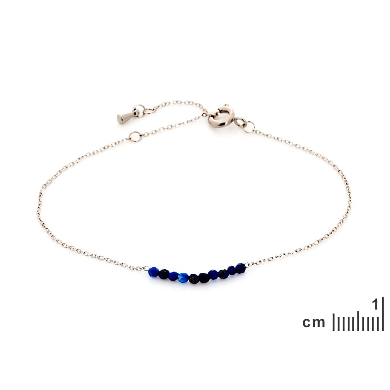 Afghanisches Lapislazuliarmband blau unregelmäßig natur, Edelstahl, 15,5-2-2 cm