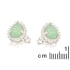 Doğal damla yeşil aventurin ve zirkon küpe, rodyum kaplama 925 gümüş, 6x8 mm