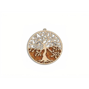 Plaque de rechargement et déco en arbre de vie avec bouleau et ambre, 11 cm