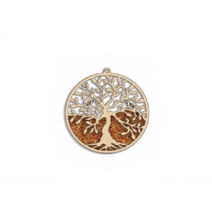Farfurie decorativă și de încărcare Arborele Vieții cu mesteacăn și chihlimbar, 11 cm
