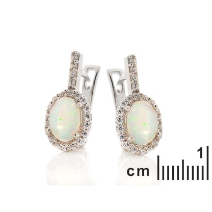 Orecchini pendenti con opale e ossido di zirconio, argento rodiato