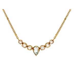 Collier avec topaze bleue goutte naturelle, en argent doré 925, 42+3 cm