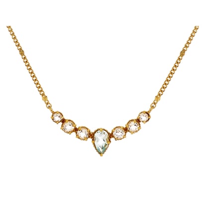 Collar de topacio azul gota natural, en plata dorada 925, 42+3 cm