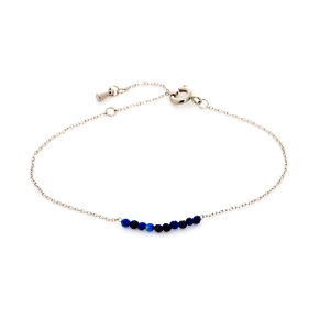 Afghanisches Lapislazuliarmband blau unregelmäßig natur, Edelstahl, 15,5-2-2 cm