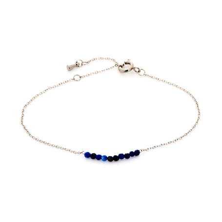 Pulseira de lápis-lazúli afegão azul irregular, aço inoxidável, 15,5-2-2 cm